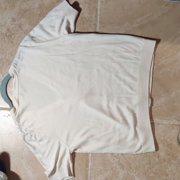 Talbots medium Ivory sequined short sleeve button down v-neck cardigan cotton - Picture 4 of 5